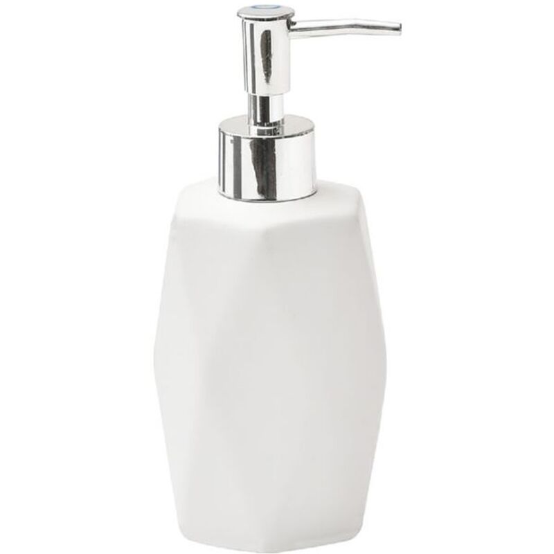 

Dispensador de jabón de 330ml hecho en gres con relieve de diamante blanco