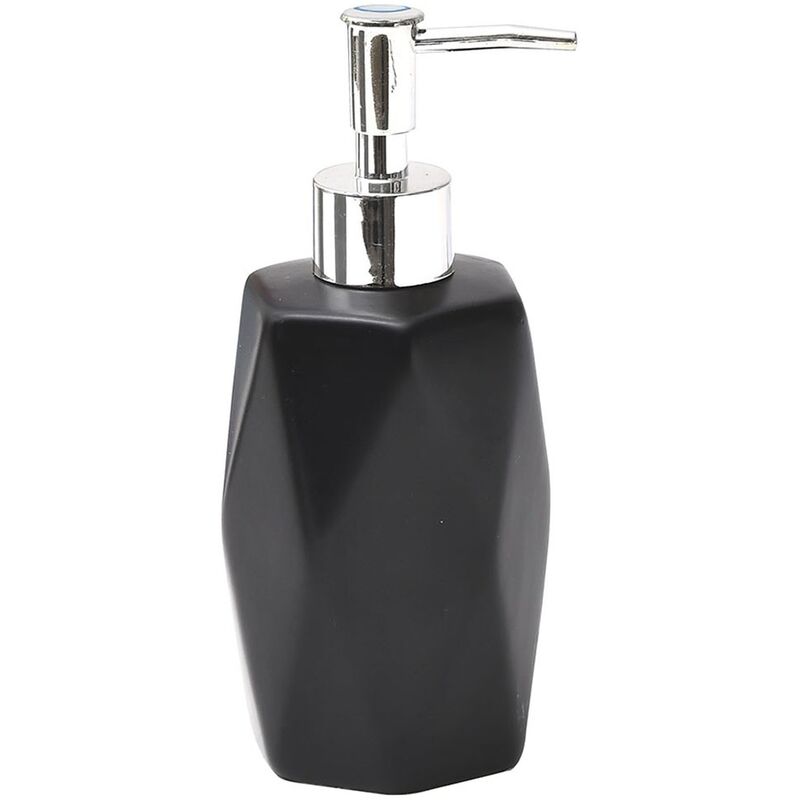 

Dispensador de jabon de 330ml hecho en gres con relieve de diamante negro