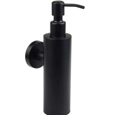 Dispensador de jabón de pared de acero inoxidable 304, 200 ml, color negro mate, para baño, manual, champú, gel de ducha.