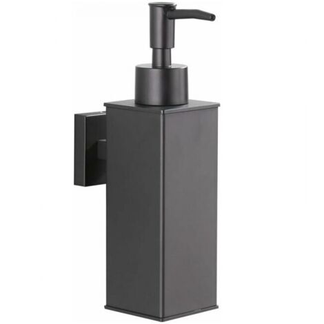 Dispensador de jabón de pared de acero inoxidable 304: botella de jabón negra mate con pulsador y tirador.