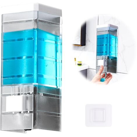 Dispensador de jabón de pared, dispensador de jabón de pared sin taladrar, dispensador de jabón de pared para champú de ducha, gel de ducha, desinfectante de manos, dispensador de gel de ducha reutili