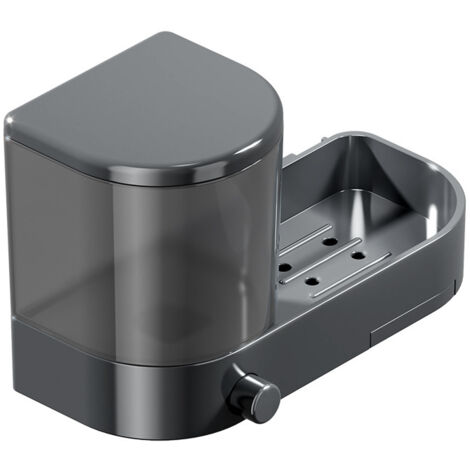 Dispensador de jabón de pared, dispensador de jabón manual, organizador de jabón para baño con desagüe - gris