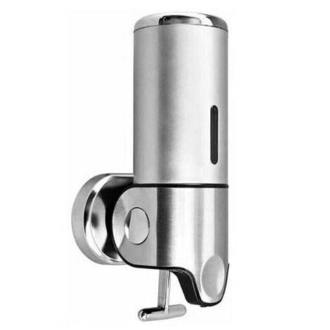 Dispensador de jabón de pared, dispensador manual de jabón líquido colgante para cocina, hotel, champú, acondicionador, gel de ducha, plateado
