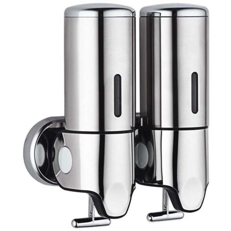 Dispensador de jabón de pared DIY de 500 ml x 2 (25 x 18,5 x 9 cm), dispensador de jabón de manos de doble cabezal, dispensador de champú y gel de ducha líquido para cocina, baño y hotel.