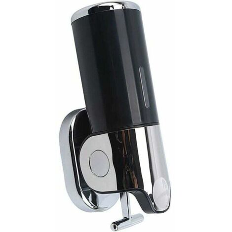 Dispensador de jabón de pared para cocina, baño, lavabo, gel de ducha, champú, jabón líquido, limpiador de manos, loción, color negro, 24 x 12 x 8 cm