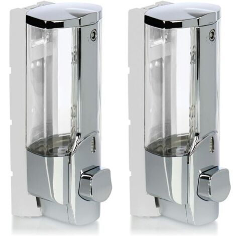 Dispensador de jabón de pared - Recargable - Dispensador de gel de ducha y champú (Cromo)
