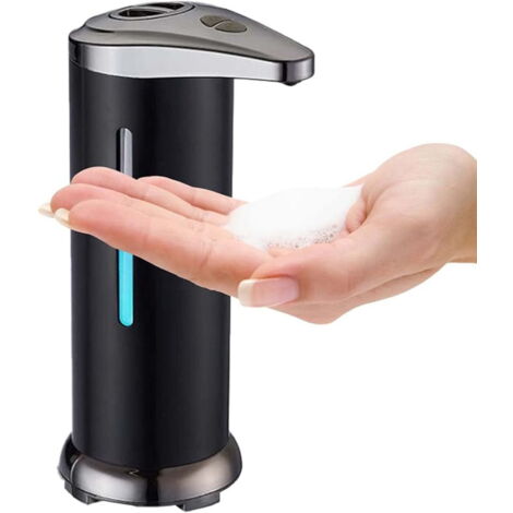 Dispensador de jabón eléctrico automático de pared de 380 ml sin contacto, con sensor, carga USB y tipo espuma.