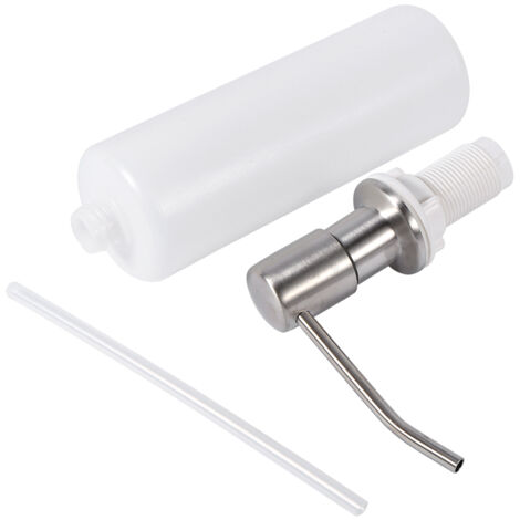 Dispensador de jabón líquido (300 ml) con soporte integrado – Práctico dispensador para fregaderos de cocina o baño con bomba de acero inoxidable, apto para desagües de 25–36 mm, capacidad de 300 ml, 