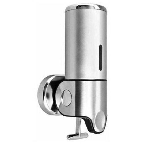 Dispensador de jabón líquido manual de pared para cocina, hotel, champú, acondicionador, gel de ducha, 500 ml, plateado.