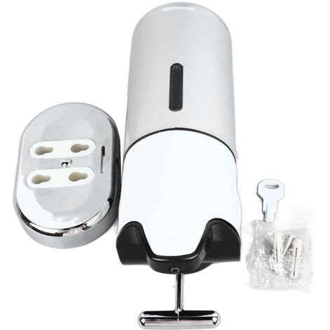 Dispensador de jabón manual de pared con pulsador – 1 l, carcasa de ABS cromado con kit de montaje para champú, gel de ducha, loción, baño y cocina.