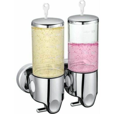 Dispensador de jabón manual de pared Ulisem de 1000 ml con doble botella (25,1 x 22,7 x 10,7 cm)