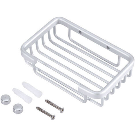 Dispensador de jabón montado en pared de aluminio para baño y ducha – dimensiones aproximadas: 128 × 88 × 30 mm