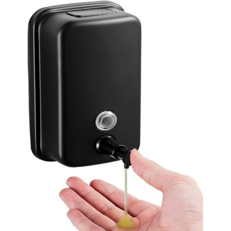 Dispensador de jabón mural para baño, cocina, mercado, hotel, restaurante (500 ml) negro