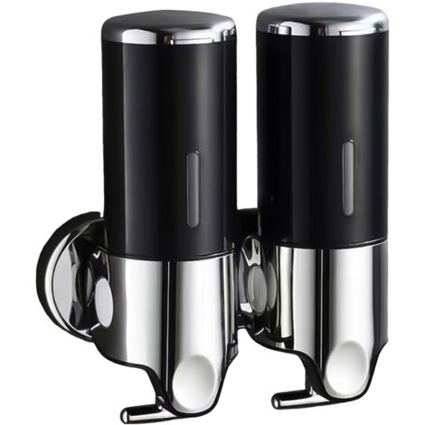 Dispensador de jabón para baño, 2 botellas, bomba doble, montaje en pared, para champú y acondicionador - Blanco