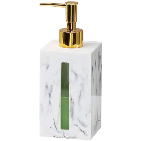 Dispensador de jabón para baño con bomba metálica de 500 ml, dispensador cuadrado de jabón de manos y loción para encimera de baño, dispensador con bomba vacía (blanco)