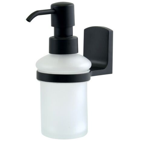 Dispensador de jabón para fijar Vidrio y Cromo TAKU Transparente y Negro Spirella