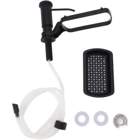 Dispensador de jabón para lavabo con manguera de extensión de silicona y soporte para esponja – bomba de jabón de sobremesa de 120 x 190 mm, ABS, compatible con aberturas de 24 a 40 mm.