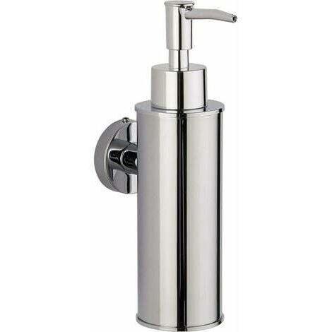 Dispensador de jabón redondo de acero inoxidable 304 cromado para montaje en pared, ideal para baño, cocina y decoración del hogar.