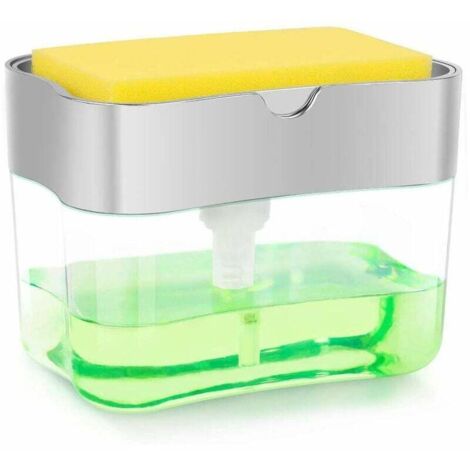 Dispensador de jabón , soporte para esponja lavavajillas, dispensador de líquido lavavajillas, dispensador de jabón para utensilios de cocina (mecha)