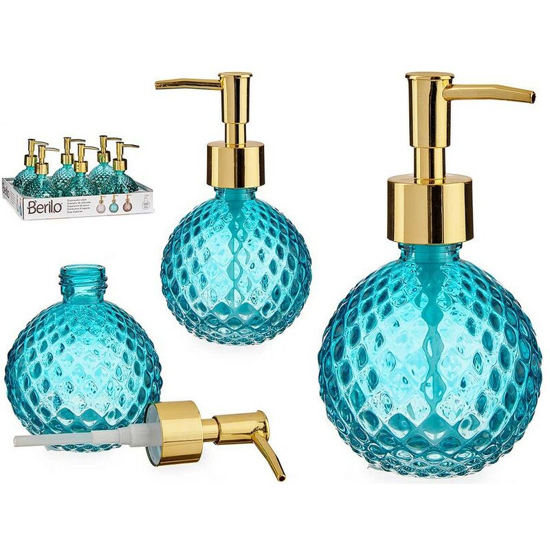 

Dispensador de Jabón Turquesa Dorado Vidrio ABS (8,5 x 15 x 8,5 cm)