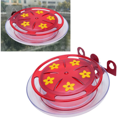 Dispensador de néctar de pared para colibríes con 5 aberturas, plástico ABS, ventosa fuerte, ventana de visualización resistente a los rayos UV, fácil de limpiar.