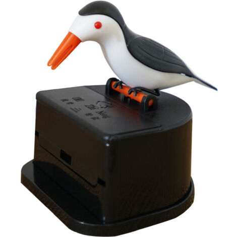 Dispensador de palillos de dientes con forma de pájaro pequeño, creativo, con soporte para 100 palillos (negro)
