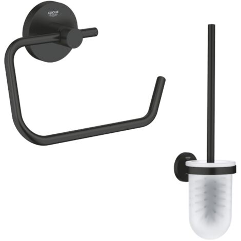 Dispensador de papel de pared + escobillero GROHE Start negro mate