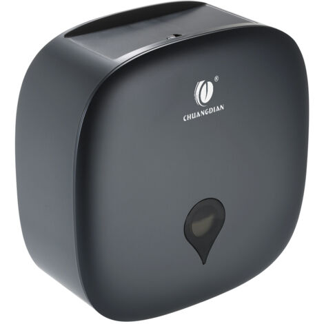 Dispensador de papel higiénico mural CDWK para un rollo jumbo individual, impermeable, con estante multifuncional y cerradura con llave, ABS gris, para hoteles, restaurantes, hogares y parques.