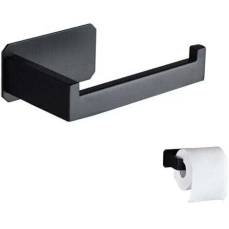 Dispensador de papel higiénico ZVD de acero inoxidable, original, para pared, sin perforar, color negro, adhesivo 3M, ideal para baño, cocina y WC.