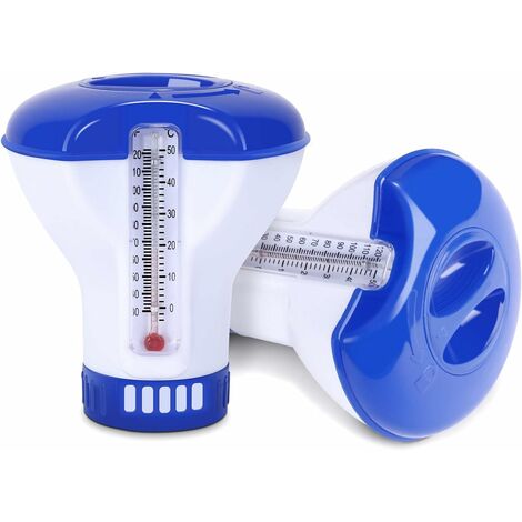 Dispensador De Producto Flotante, Dispensador De Pastillas De Cloro, Difusor De Cloro Para Piscina Con Termómetro, Difusor Flotante Para Piscina Adecuado Para Piscinas, Spas