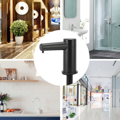 Dispensador electrónico de jabón sin contacto con un tiempo de dispensación de 1,5 s o 2,2 s – Dispensador automático de jabón integrado para cocina, baño u hotel – Compatible con jabón en gel y líqui