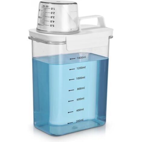 Dispensador hermético de detergente para ropa con vaso medidor, multiusos, para detergente en polvo y cereales (1800 ml)