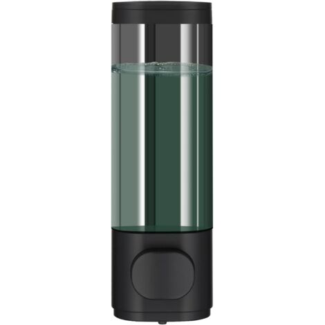 Dispensador mural para champú, gel de ducha y acondicionador, no requiere taladrar, color negro, un solo compartimento.