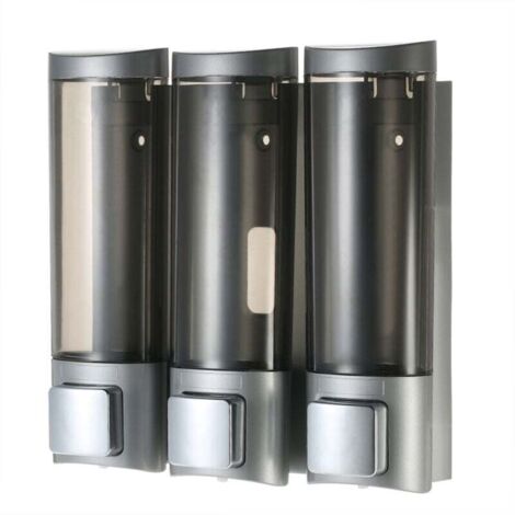 Dispensadores de jabón manuales de pared, tres compartimentos para champú, gel de ducha, jabón líquido, inodoro, baño, dispensador de jabón y soporte, 200 ml - Juego de 3