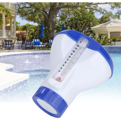 Dispensateur de Chlore Flottant pour Piscine avec Thermomètre et Porte-Tablettes