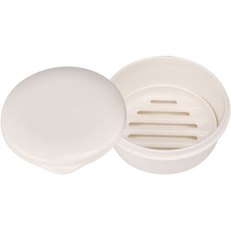 Dispensatore di sapone, portasapone per viaggio con coperchio, contenitore di sapone portatile tondo compatto con piastra di drenaggio per casa, campeggio e fitness