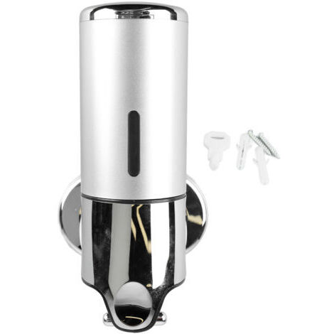 Dispenser a parete per sapone, bagnoschiuma e balsamo in ABS color argento, serbatoio da 500 ml, adatto per hotel, ristoranti e abitazioni.