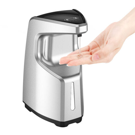 Dispenser automatico di sapone, dispenser di gel doccia senza contatto, dispenser di shampoo e disinfettante, supporto per hotel, ufficio, casa, cucina, argento