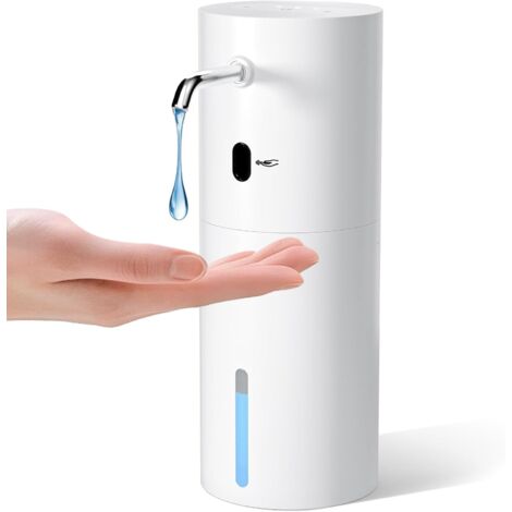 Dispenser automatico di sapone schiumogeno, 420 ml (15 oz), senza contatto, a parete, regolabile su 4 livelli, ricaricabile e dotato di sensore. Adatto per cucina e bagno. Colore: bianco.