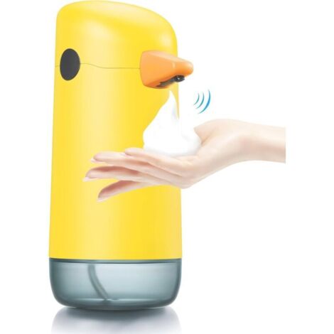 Dispenser automatico di sapone schiumogeno per bambini con sensore a infrarossi senza contatto, a batteria, ideale per bagno e cucina, giallo.