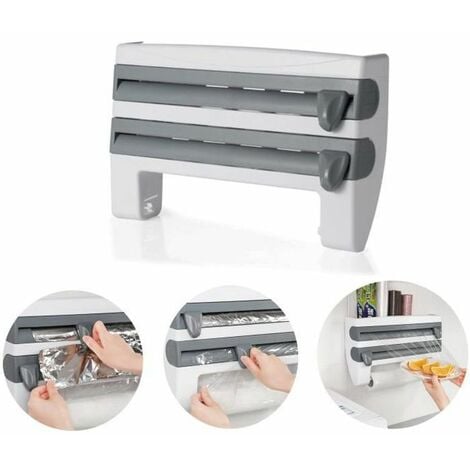 PORTA ROTOLO PER CUCINA DA PARETE 3IN1 MENSOLA DISPENSER CON RIPIANO  D'APPOGGIO