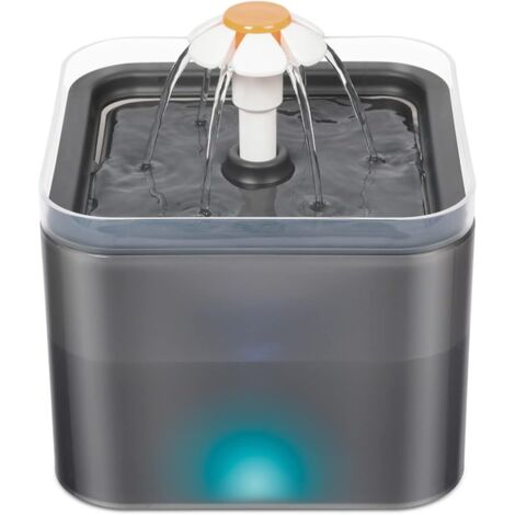 Dispenser d'acqua per gatti da 2 litri, abbeveratoio per gatti con filtro a carbone attivo, fontana per animali domestici super silenziosa con luci a LED (grigio)