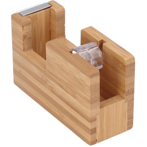 Dispenser de ruban adhésif en bambou pour bureau, support coupeur de rouleau adhésif, outil de papeterie pratique