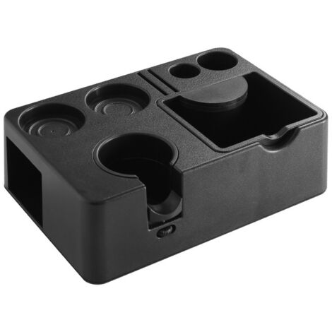 Dispenser di caffè macinato italiano, pressino multifunzionale con base, anello di raccolta della polvere, manico e base di appoggio.