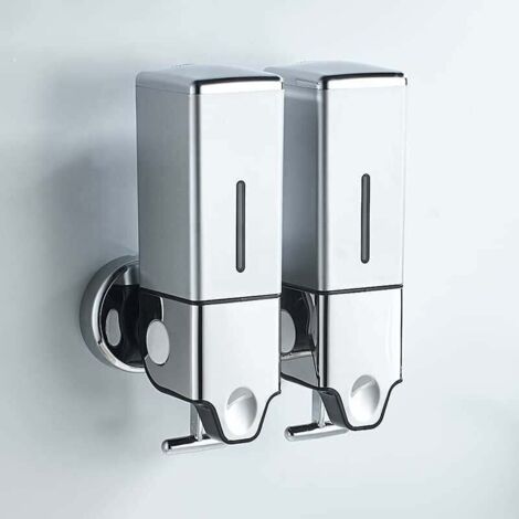 Dispenser di disinfettante per le mani da 1000 ml a parete, dispenser di sapone commerciale, dispenser di gel doccia e lozione per bagno, cucina, mercato, hotel e ristorante (argento)
