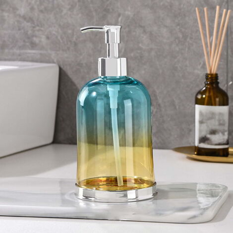 Dispenser di gel igienizzante per le mani, flacone con pompa in plastica ricaricabile, contenitore da 450 ml con superficie liscia, adatto per bagno, piani di lavoro e lavelli della cucina - sfumatura