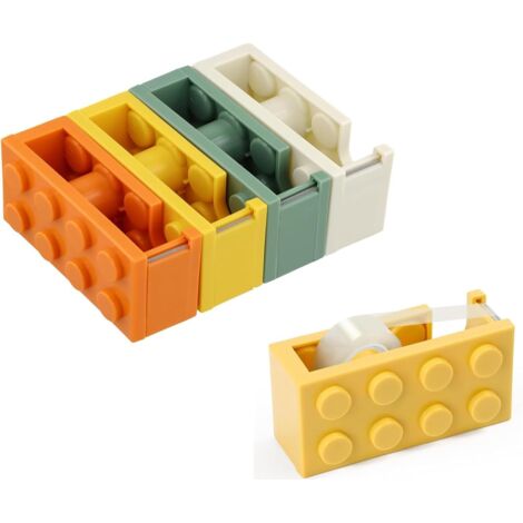 Dispenser di nastro adesivo da 4 pezzi, dispenser di nastro adesivo da scrivania ricaricabile, supporto per nastro per casa, ufficio e ristoranti, giallo, arancione, bianco, verde, nastro non incluso