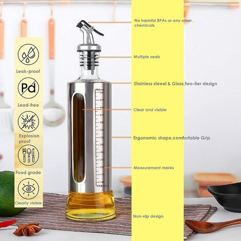 set per la cucina 450 dispenser per olio d'oliva con apertura e chiusura automatica FARI in vetro senza piombo 450 ml 