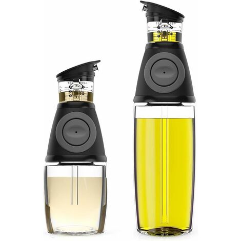 Dispenser di olio da 2 pezzi - Flacone dispenser di olio per cucina, set di distributori di olio e aceto, nero （250 ml + 500 ml）