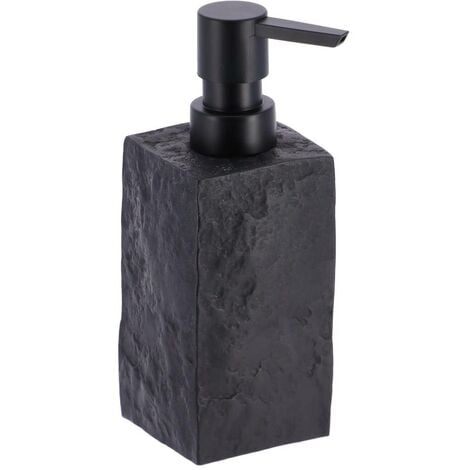 Dispenser sapone liquido da bagno vetro satinato e acciaio nero opaco serie  quadrata Black Rock
